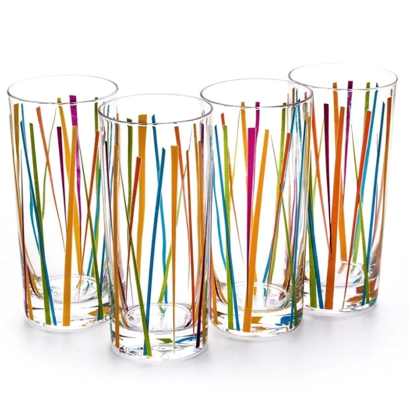 SET 4 VASOS RIPLEY HOME LÍNEAS COLORES - 1