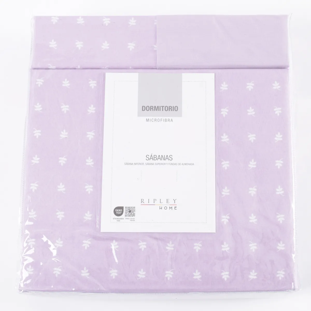 JUEGO DE SÁBANAS RIPLEY HOME ESTAMPADA 4 SHAMS KING HOJAS LILA - 6