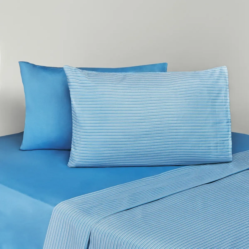 JUEGO DE SÁBANAS RIPLEY HOME ESTAMPADA LISA 4 SHAMS KING LÍNEA AZUL - 1