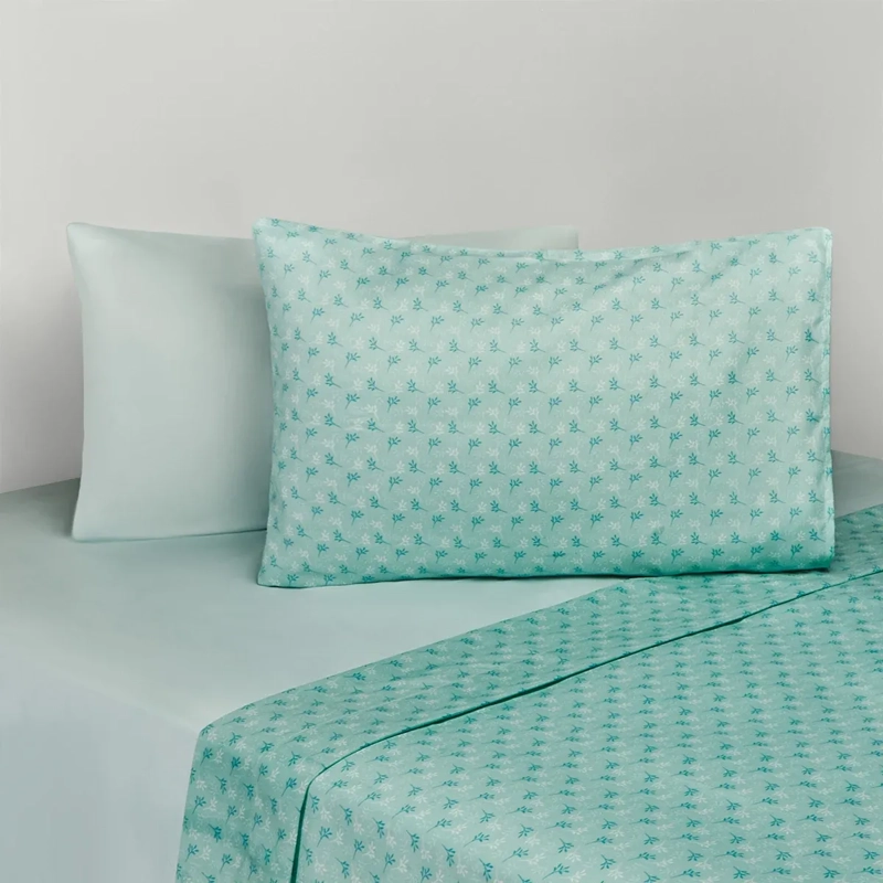 JUEGO DE SÁBANAS RIPLEY HOME ESTAMPADA LISA 4 SHAMS KING OLIVO AZUL - 1