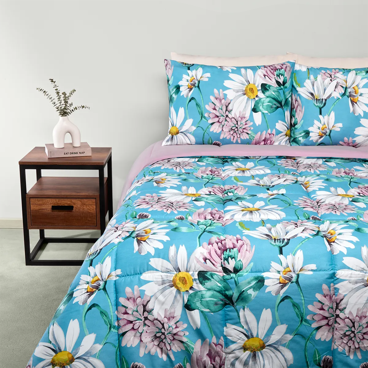 PLUMÓN RIPLEY HOME MICROFIBRA 2 PLAZAS FLORES AQUA - 1