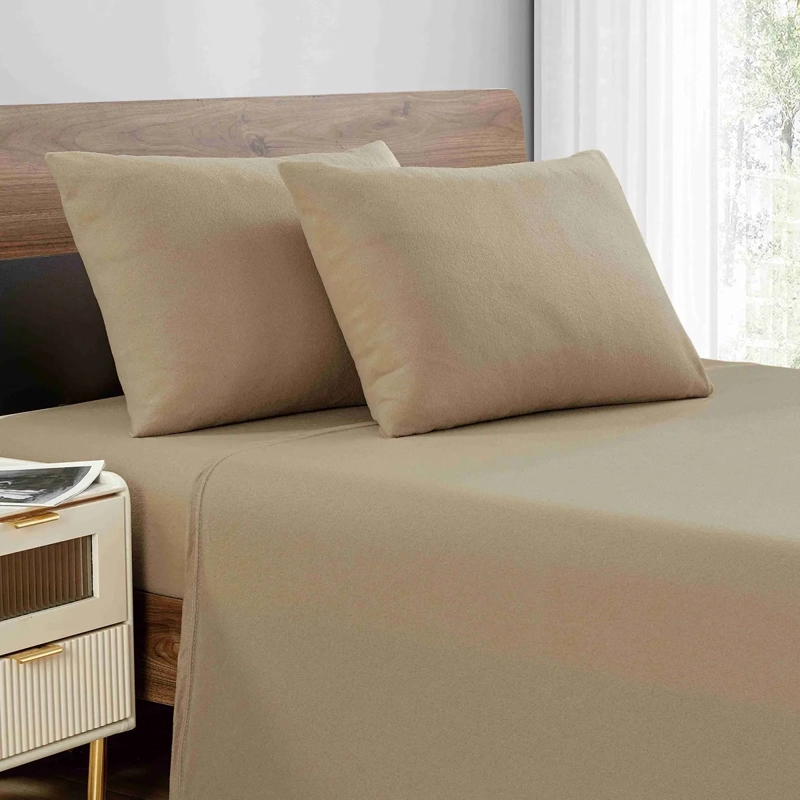 JUEGO DE SÁBANAS ANDES 1.5 PLAZAS POLAR BEIGE LISO - 1