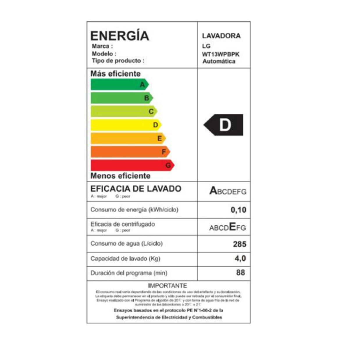 LAVADORA CARGA SUPERIOR LG WT13WPBPK 13KG BLANCO - 6