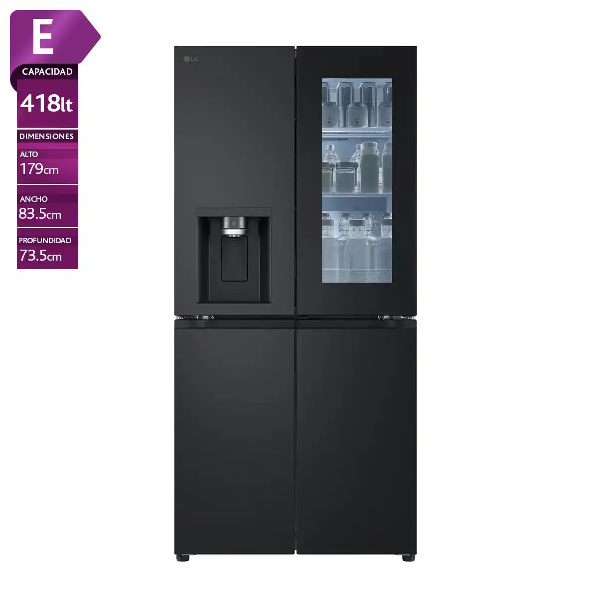 REFRIGERADOR FRENCH DOOR LG GM57WXM 508L NO FROST NEGRO - 1