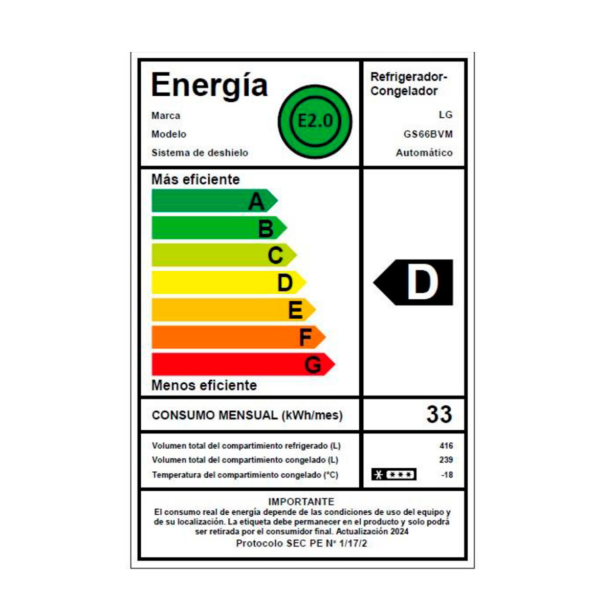 REFRIGERADOR SIDE BY SIDE LG GS66BVM 655L NO FROST GS66BVM - 16