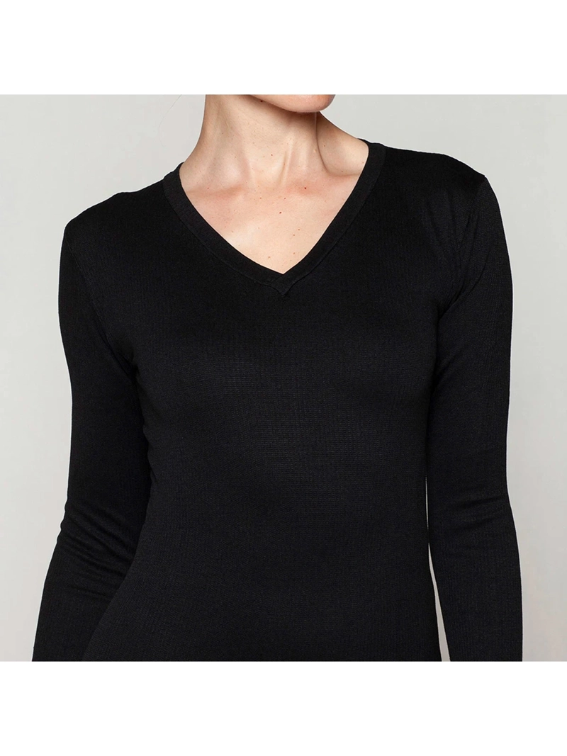 CAMISETA MANGA LARGA MUJER MONARCH ESENCIAL ACANALADO BASIC - 1