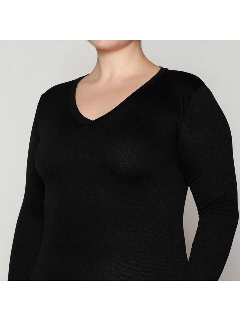 CAMISETA MANGA LARGA MUJER MONARCH ESENCIAL ACANALADO BASIC - 4