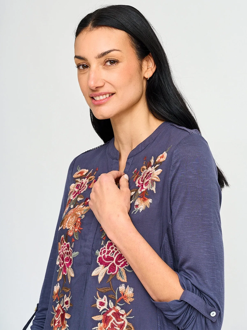 POLERA MUJER TATIENNE ALGODÓN MANGA LARGA BORDADA - 3