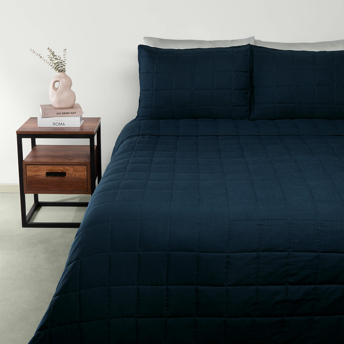 CUBRECAMA RIPLEY HOME WASHED MF 1.5 PLAZAS AZUL - 1