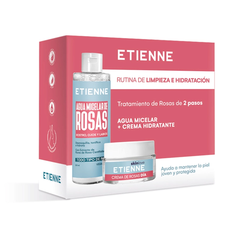 HIDRATANTES ROSTRO ETIENNE AGUA MICELAR 250ML + CREMA ROSAS DÍA 50G - 1