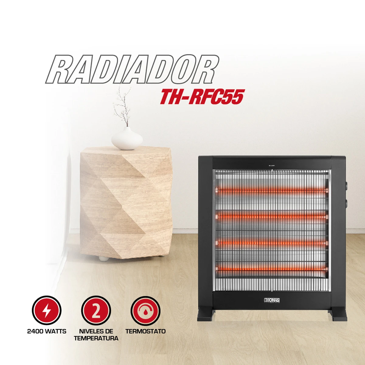 ESTUFA ELÉCTRICA THOMAS RADIADOR TH-RFC55 - 2
