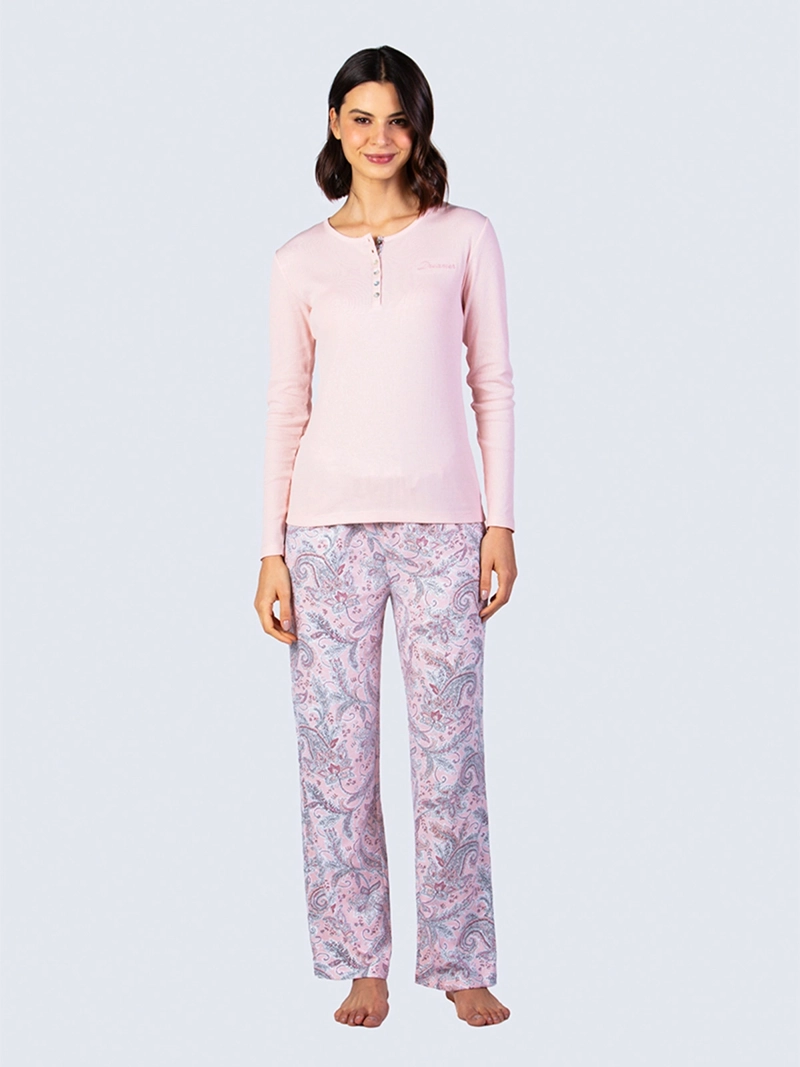 PIJAMA ALGODÓN MUJER LADY GENNY DAMASCO 2 PIEZAS J-507