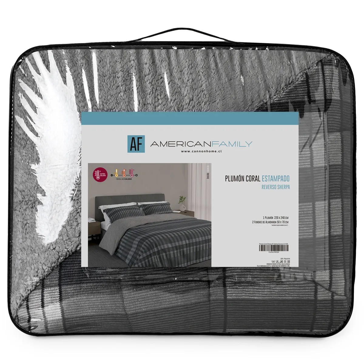 PLUMÓN AMERICAN FAMILY ESCOCIA 1.5PL MICROFIBRA MULTICOLOR SHERPA - 6