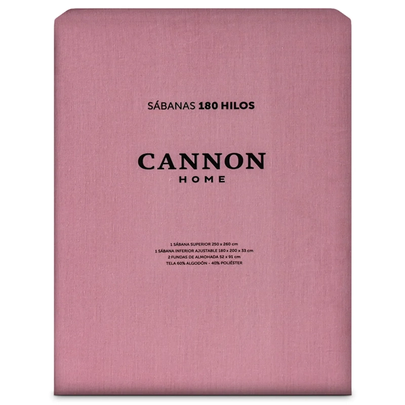 JUEGO DE SÁBANAS CANNON 2PL 180 HILOS PALO ROSA LISO - 4