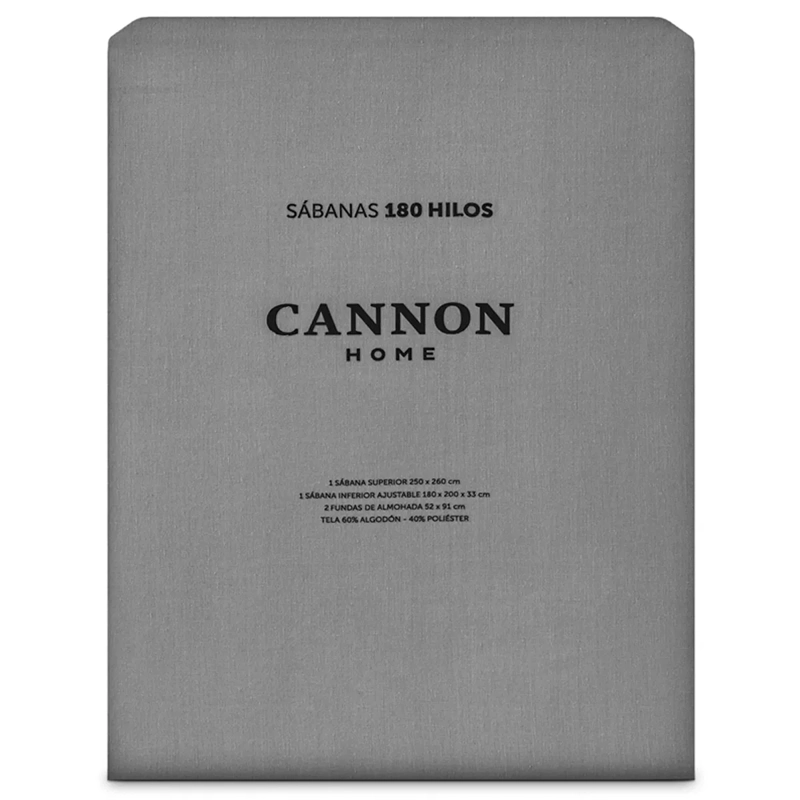 JUEGO DE SÁBANAS CANNON 2PL 180 HILOS ACERO LISO - 4