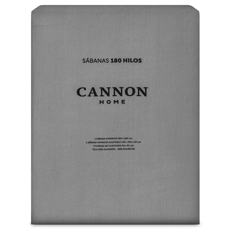 JUEGO DE SÁBANAS CANNON KING 180 HILOS ACERO LISO - 4