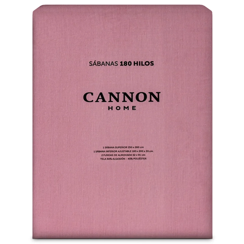 JUEGO DE SÁBANAS CANNON KING 180 HILOS PALO ROSA LISO - 4