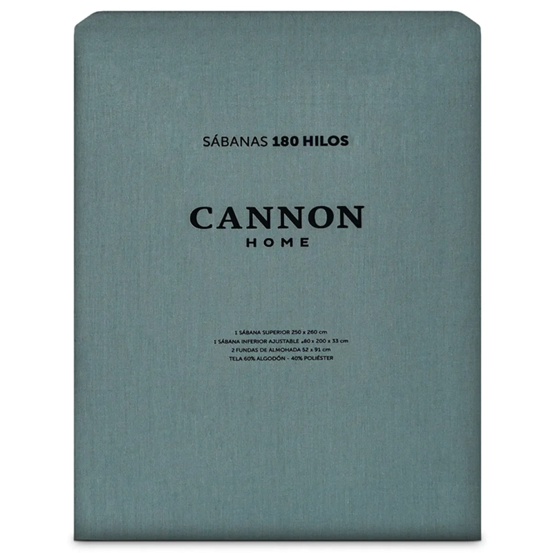 JUEGO DE SÁBANAS CANNON KING 180 HILOS TURQUESA LISO - 4