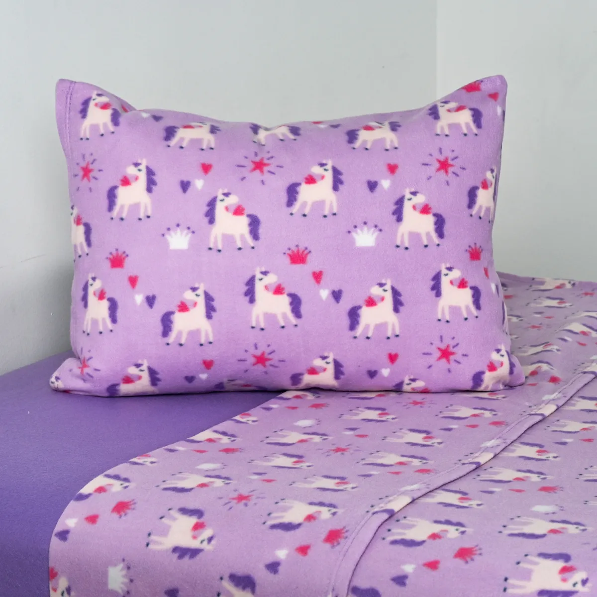 JUEGO DE SÁBANAS AMERICAN FAMILY UNICORNIO 1.5 PLAZAS POLAR MULTICOLOR - 1