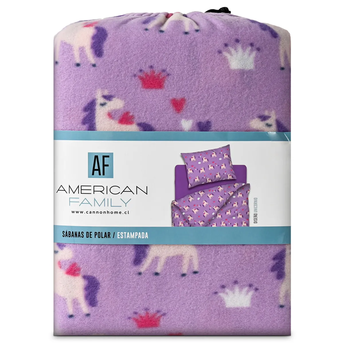 JUEGO DE SÁBANAS AMERICAN FAMILY UNICORNIO 1.5 PLAZAS POLAR MULTICOLOR - 4