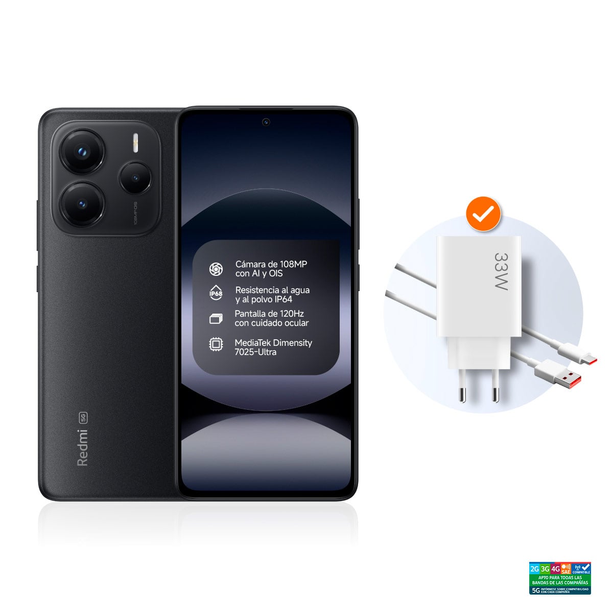 CELULAR XIAOMI REDMI NOTE 14 5G 6.6" 256 GB 8 GB RAM 108MP(OIS) + 8MP + 2MP - 2
