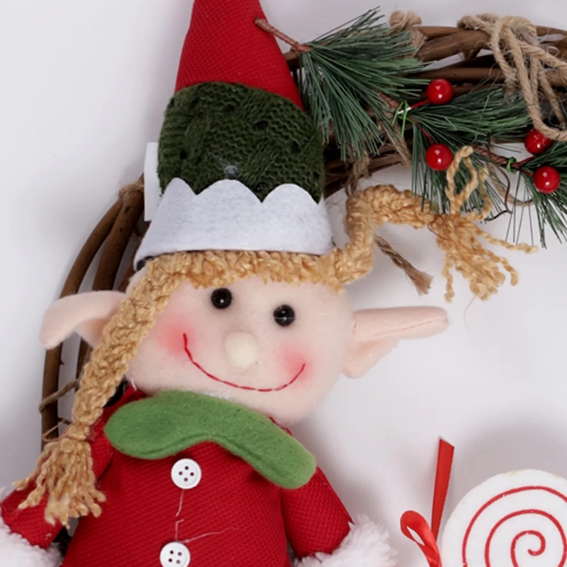 CORONA DE NAVIDAD RIPLEY HOME DUENDE NIÑA ROJO - 3