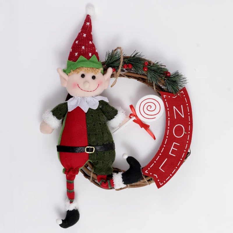 CORONA DE NAVIDAD RIPLEY HOME DUENDE NIÑO ROJO - 1