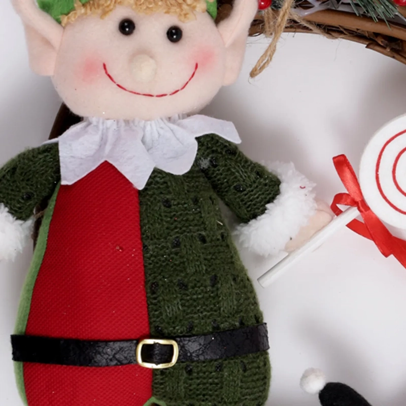 CORONA DE NAVIDAD RIPLEY HOME DUENDE NIÑO ROJO - 3