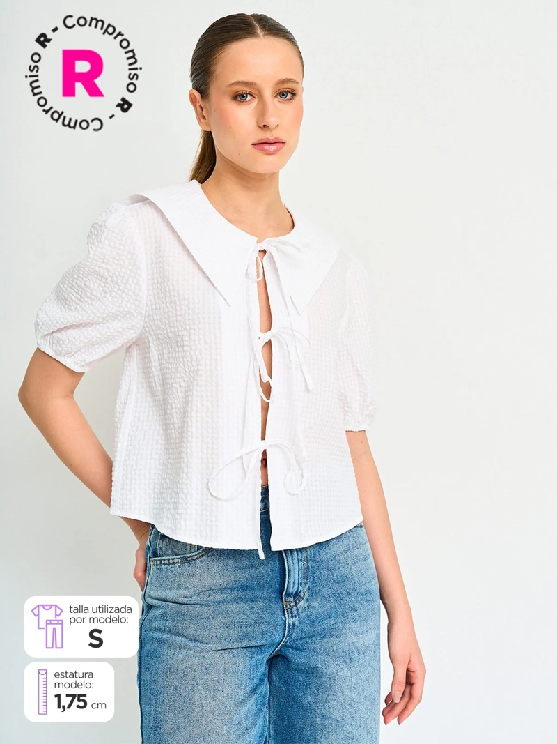 BLUSA MUJER MARQUIS ALGODÓN LAZOS - 1