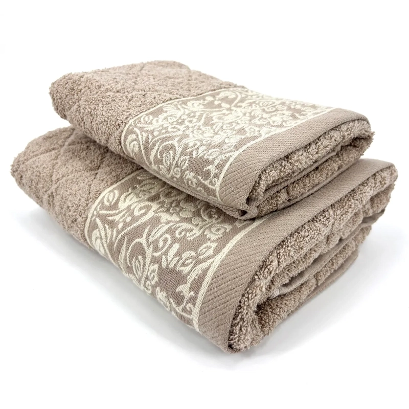 JUEGO DE TOALLAS ANDES FLORES BEIGE 2 PZS - 1