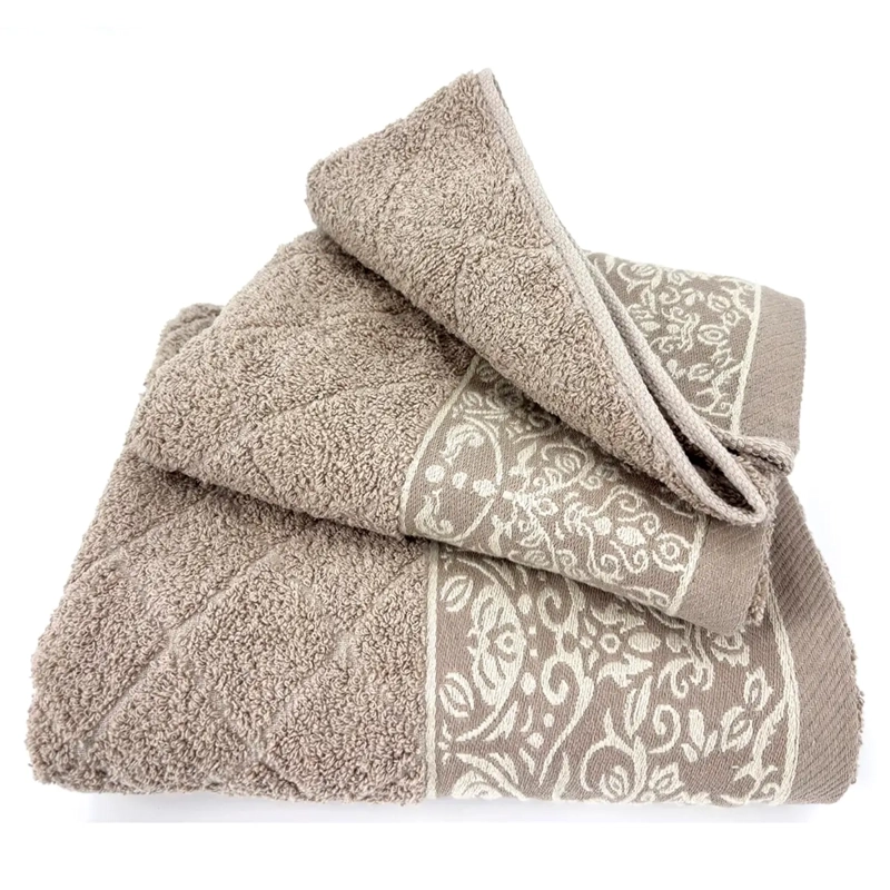 JUEGO DE TOALLAS ANDES FLORES BEIGE 3 PZS - 2