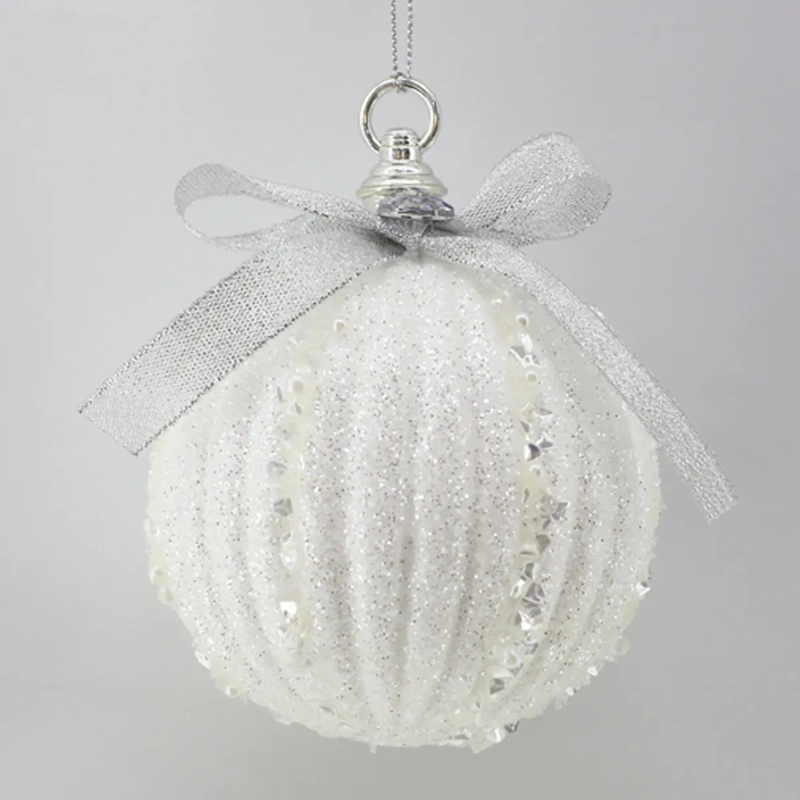 ADORNO NAVIDEÑO RIPLEY HOME GRANEL ESFERA ACAN CRISTALES BLANCO - 1