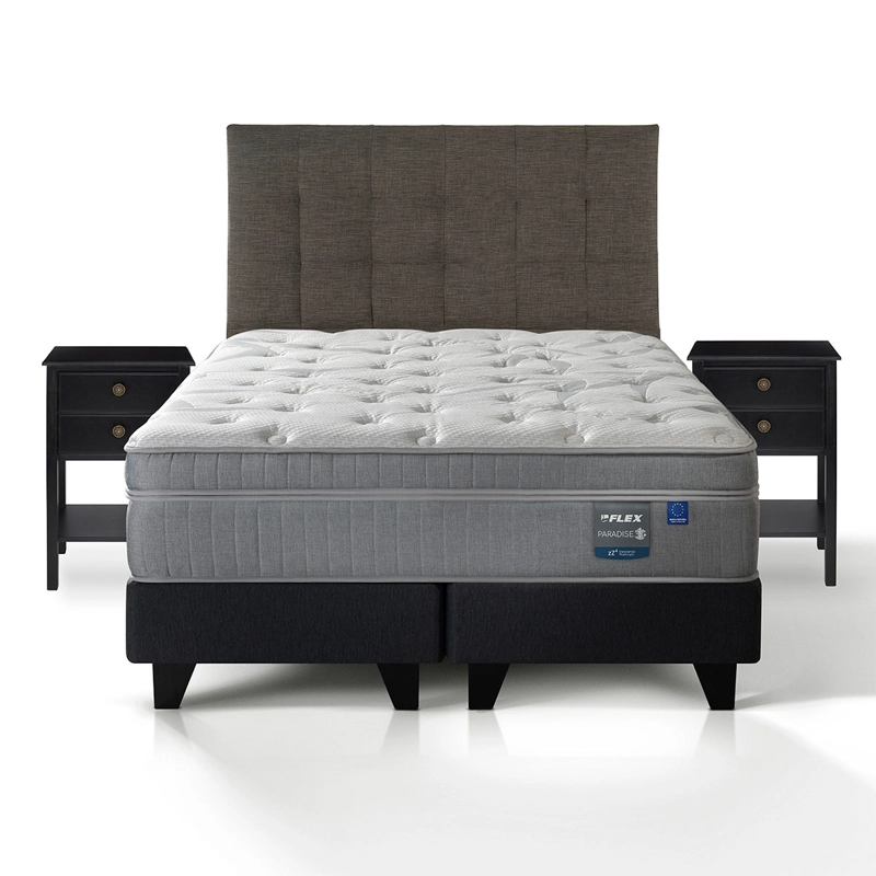 JUEGO DORMITORIO FLEX KING BOX B/D + RESPALDO DESIGN GRAFITO + VELADOR ROVER PARADISE - 1