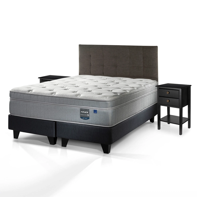 JUEGO DORMITORIO FLEX KING BOX B/D + RESPALDO DESIGN GRAFITO + VELADOR ROVER PARADISE - 2