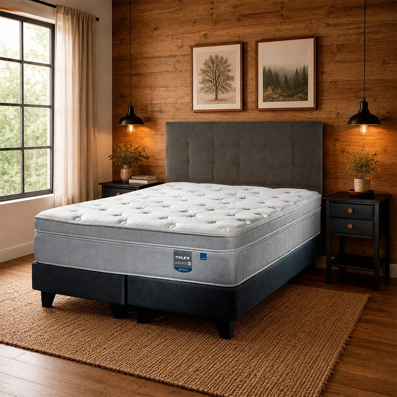 JUEGO DORMITORIO FLEX KING BOX B/D + RESPALDO DESIGN GRAFITO + VELADOR ROVER PARADISE - 5