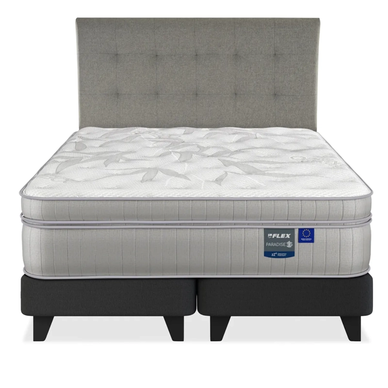 JUEGO DORMITORIO FLEX 2 PLAZAS BOX B/D + RESPALDO DESIGN GRIS PARADISE - 2