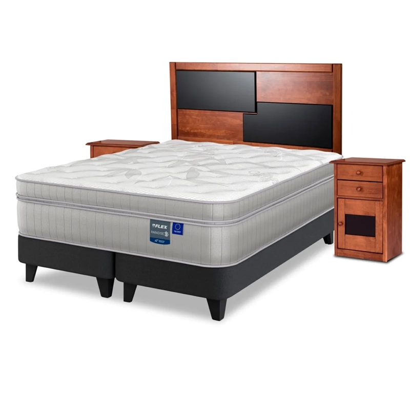 JUEGO DORMITORIO FLEX 2 PLAZAS BOX B/D + SET COLONIA PARADISE - 1
