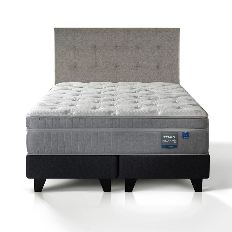 JUEGO DORMITORIO FLEX SÚPER KING BOX B/D + RESPALDO DESIGN GRIS PARADISE - 1