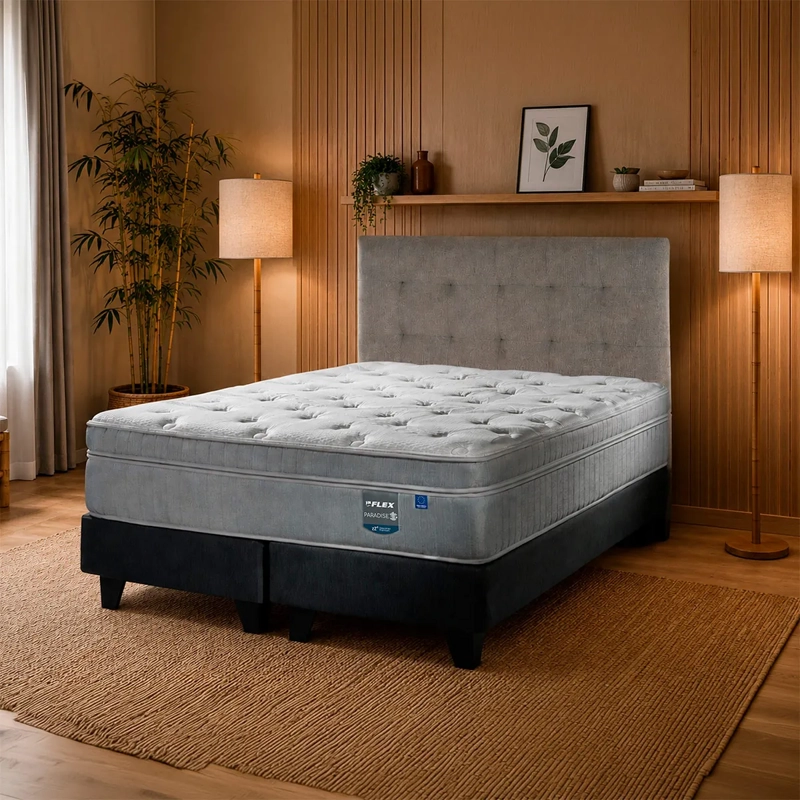 JUEGO DORMITORIO FLEX SÚPER KING BOX B/D + RESPALDO DESIGN GRIS PARADISE - 5