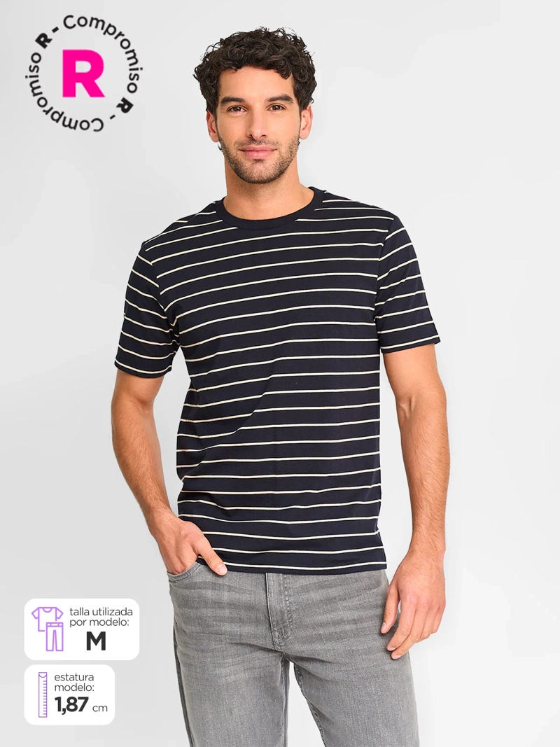POLERA HOMBRE MARQUIS ALGODÓN MANGA CORTA LAVADA LÍNEAS - 1