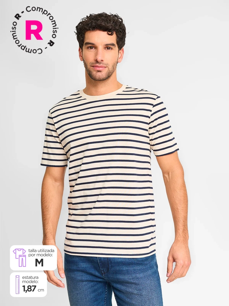 POLERA HOMBRE MARQUIS ALGODÓN MANGA CORTA LAVADA LÍNEAS - 1
