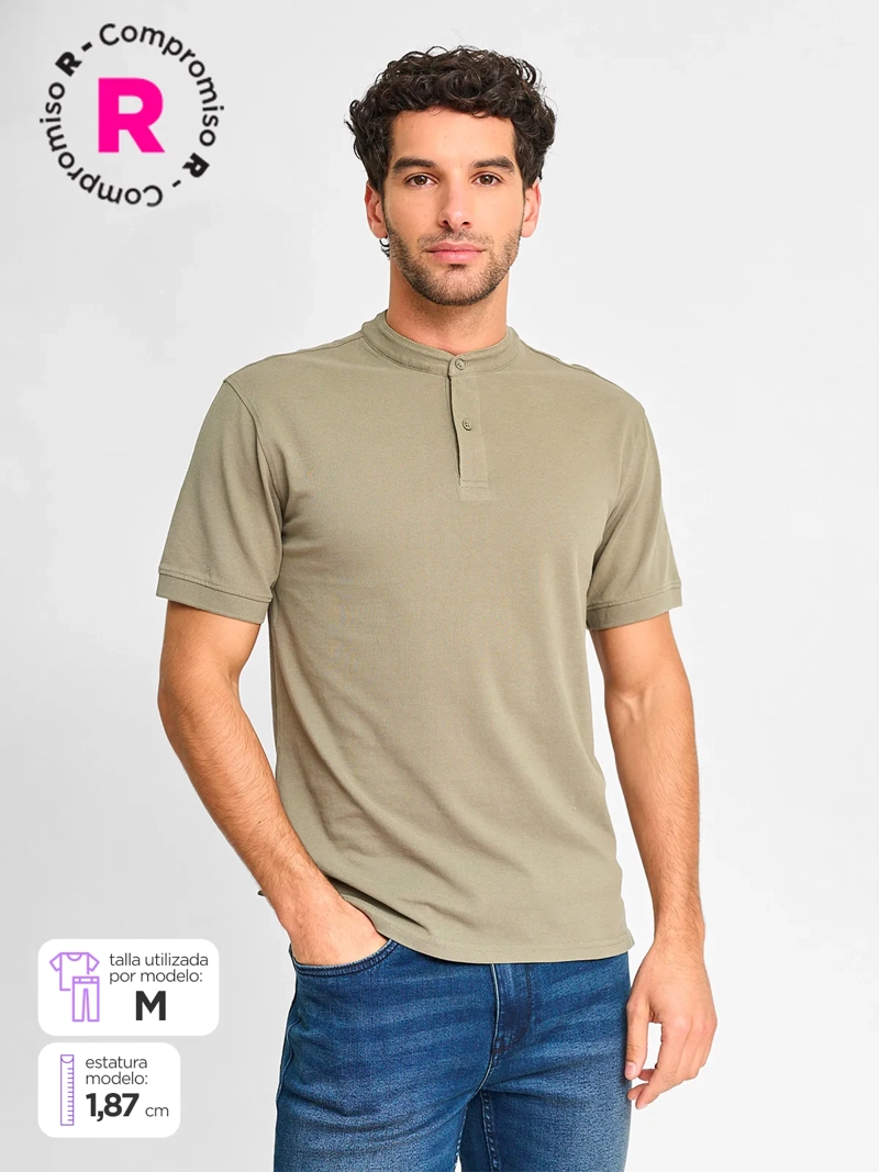 POLERA HOMBRE MARQUIS ALGODÓN CUELLO MAO MANGA CORTA PIQUÉ