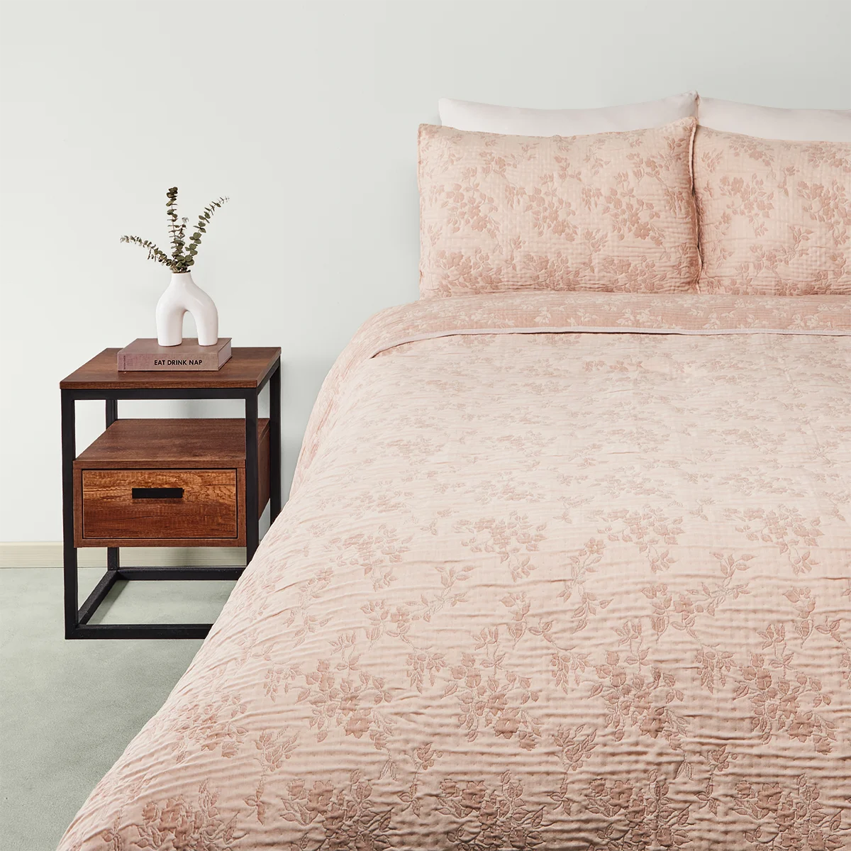 CUBRECAMA RIPLEY HOME JACQUARD 2 PLAZAS FLORES ROSA - 1