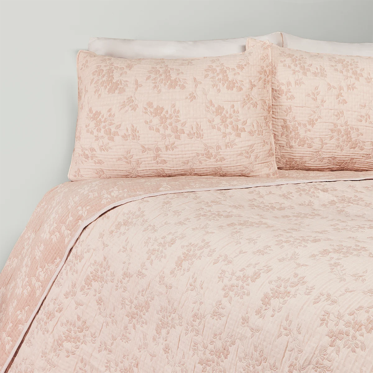 CUBRECAMA RIPLEY HOME JACQUARD 2 PLAZAS FLORES ROSA - 2
