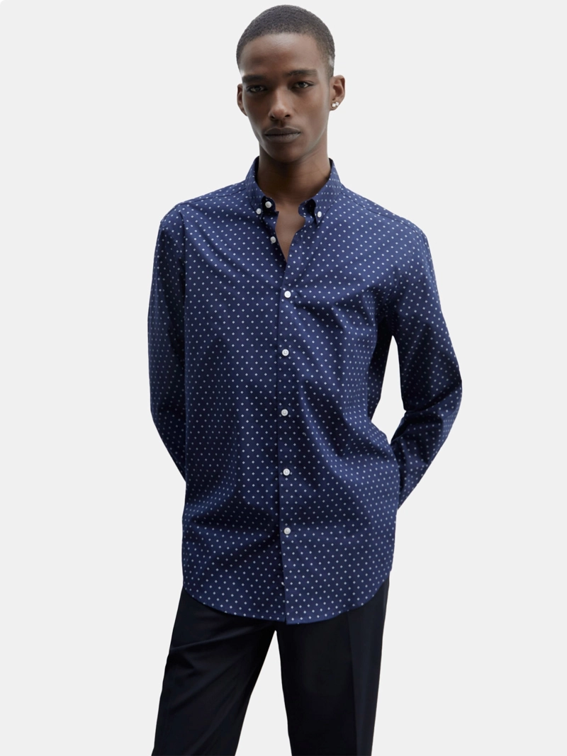 CAMISA MANGA LARGA ALGODÓN HOMBRE SFERA AZUL MARINO - 1