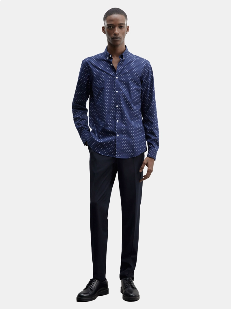 CAMISA MANGA LARGA ALGODÓN HOMBRE SFERA AZUL MARINO - 3