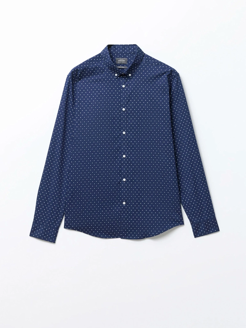 CAMISA MANGA LARGA ALGODÓN HOMBRE SFERA AZUL MARINO - 4