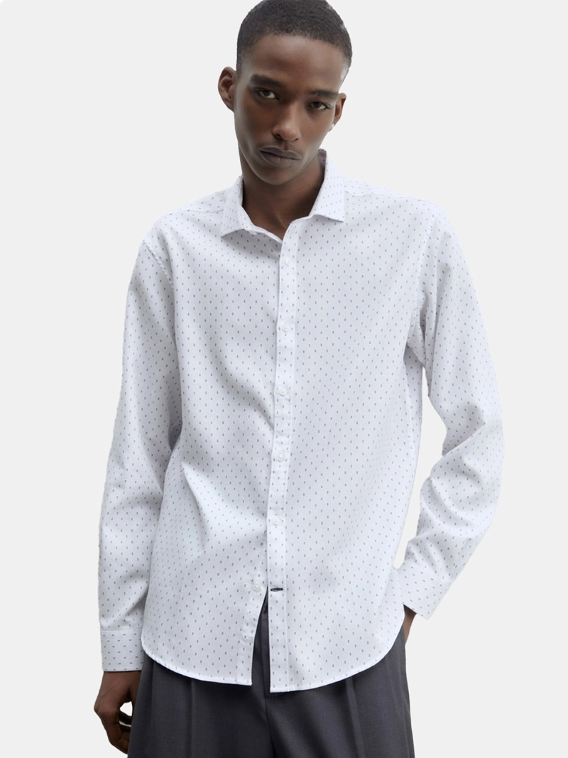 CAMISA MANGA LARGA ALGODÓN HOMBRE SFERA BLANCO - 1
