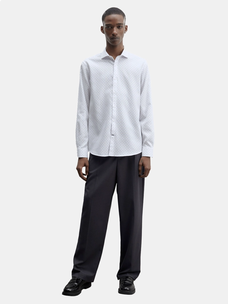CAMISA MANGA LARGA ALGODÓN HOMBRE SFERA BLANCO - 3