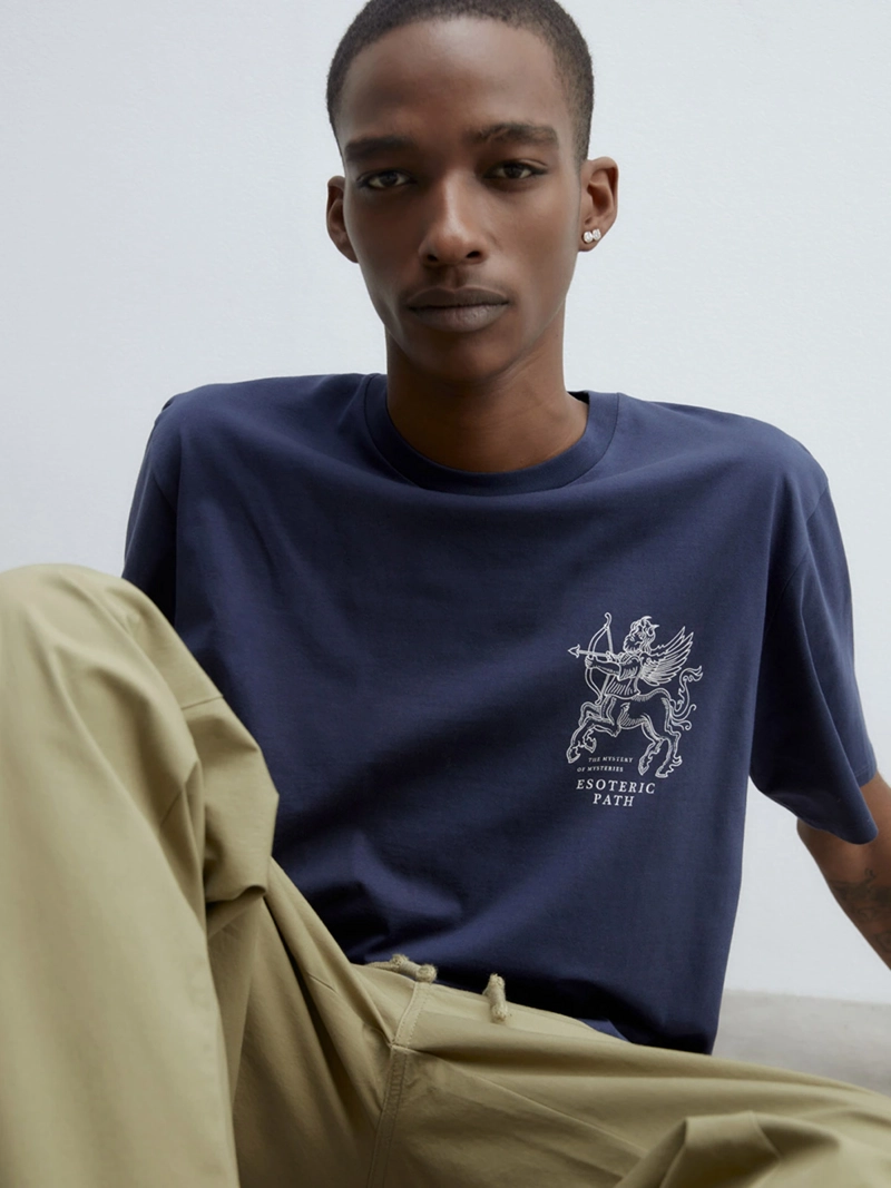 POLERA MANGA CORTA ALGODÓN HOMBRE SFERA AZUL - 3